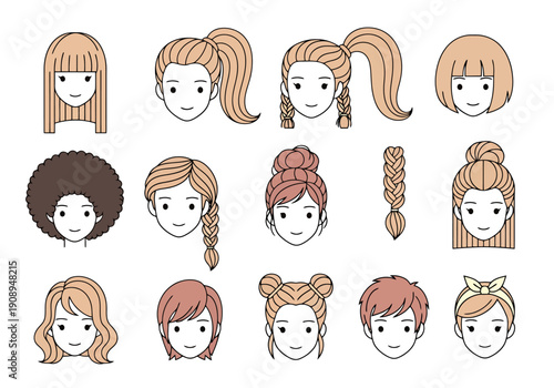 Collection Of Female And Male Hairstyles Diverse Pretty Beauty Styles Artistic Representation