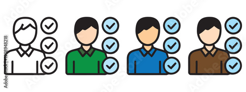 Diverse business team voting agreement decision making flat icons illustration
