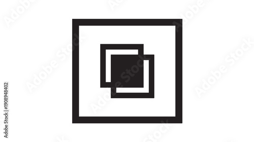 Black and white overlapping squares graphic icon