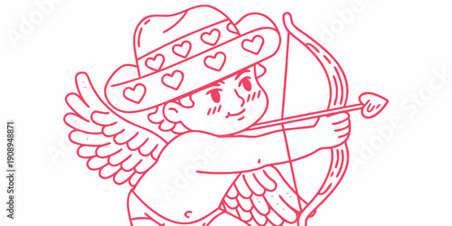 A charming cupid illustration with a hat and bow evoking a valentine s day feel