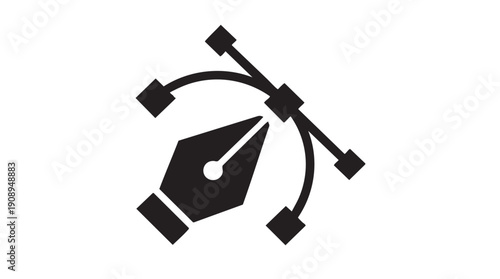 Black Pen Tool Vector Icon for Graphic Design