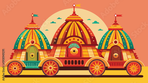 Colorful circus tent with performers and audience in a vibrant setting Vector