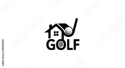 Modern Golf Home Logo with Club and Ball Icon