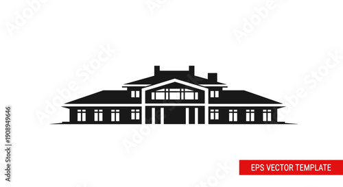 Grand Mansion House Silhouette Vector Icon