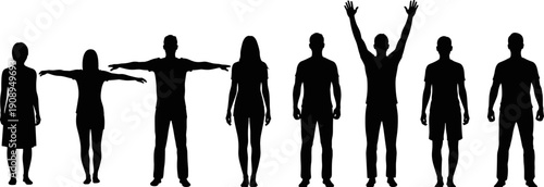 Lifeguard and water rescue silhouette set featuring rescue boats, diving mask, snorkel, fins, lifebuoy, and safety whistle vector illustration.