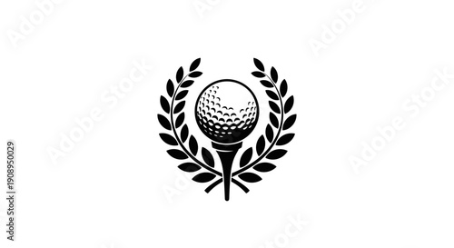 Classic Golf Emblem with Ball on Tee and Laurel Wreath