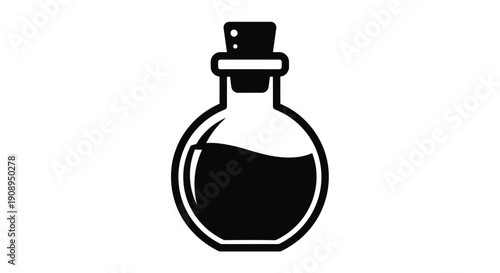 A black bottle with a cork presented as a striking silhouette