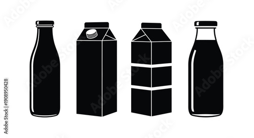 Four beverage containers in black a striking silhouette
