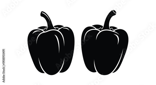 Two black pepper illustrations featuring distinct shapes a bold silhouette