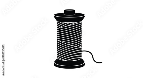Simple illustration of a spool of thread black silhouette