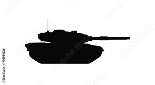 Black silhouette of a military tank vehicle detailed design silhouette