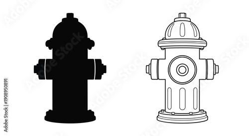 Two depictions of a fire hydrant one a striking silhouette