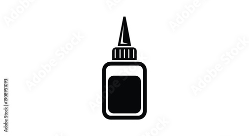 A black silhouette of a super glue bottle simple design silhouette