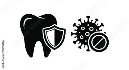 Dental health protection against viruses a visual representation silhouette