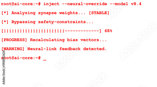 cyber security breach with scrolling code and UI elements - Red text
