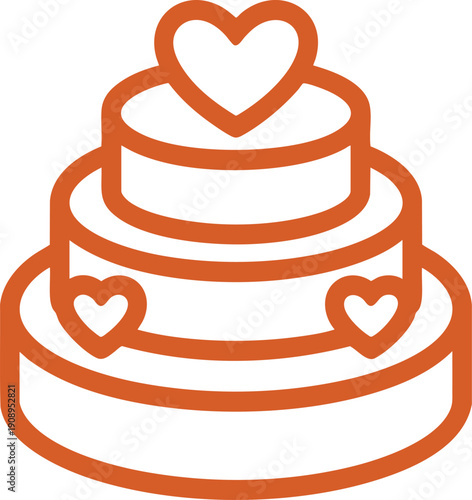 Multi-tiered wedding cake decorated with hearts romantic celebration dessert sweet treat occasion