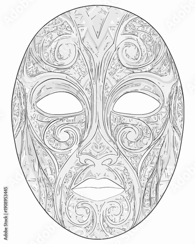 Tribal Maori Face Mask Vector Illustration