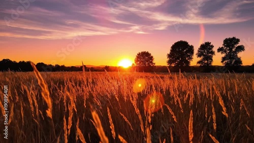 Wallpaper Mural Panoramic timelapse of golden wheat field at sunset warm sunlight filtering through tall grass serene rural landscape Torontodigital.ca