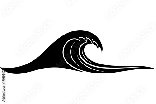 Dynamic Wave Illustration in Black and White
