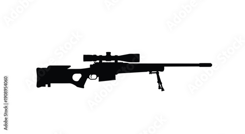 Black rifle weapon illustration with scope a striking silhouette