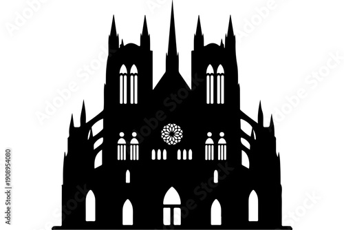 Gothic Cathedral Silhouette Vector Art