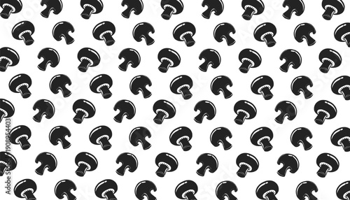 Mushroom Seamless Pattern. Mushroom pattern. Black White Minimal Doodle. Vector Background