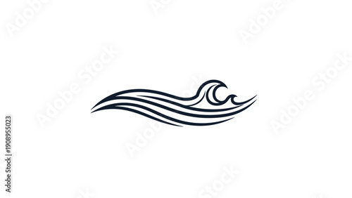 Minimalist Stylized Ocean Waves Logo Design on White Background