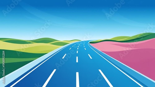 Wallpaper Mural Animated highway clip with dynamic arrows and lane markings smooth camera movement and rolling hills background Torontodigital.ca