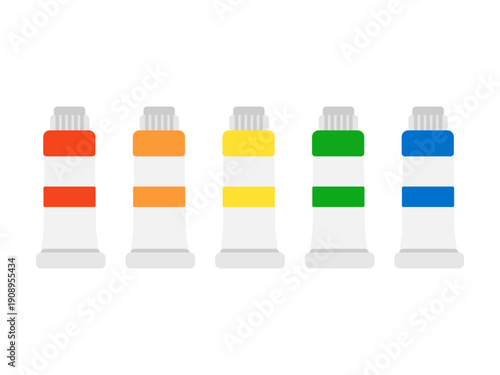 5種類の絵の具のイラストセット