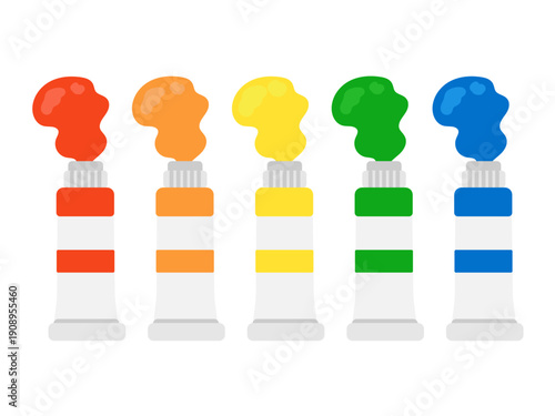 5種類の絵の具　イラストセット