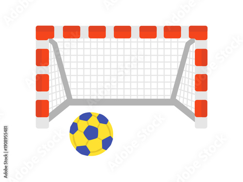 ハンドボールとハンドボールのゴール　イラスト