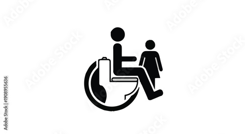 Icon symbolizing accessibility and inclusion for a person in a wheelchair with a child.