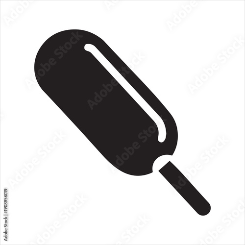 Minimalist silhouette of a corn dog with stick handle