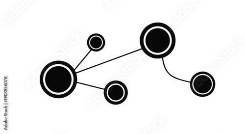 Abstract interconnected nodes symbolizing digital networks and data flow on a white background.