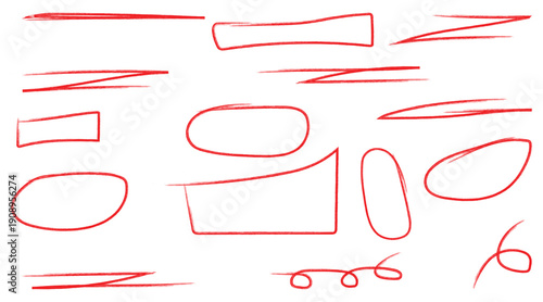 Hand drawn chalk underline strokes collection with textured brush style.