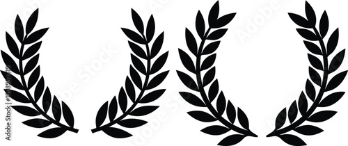 laurel wreath award set vector illustration