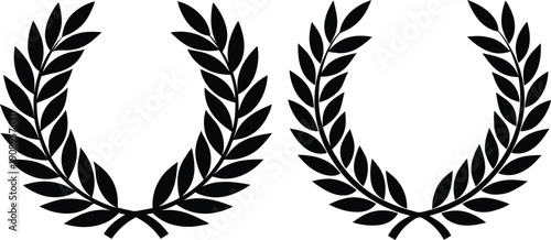 laurel wreath award set vector illustration