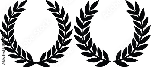 laurel wreath award set vector illustration