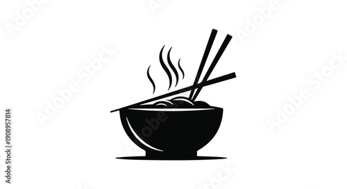 Steaming bowl of noodles with chopsticks, a simple and satisfying meal.