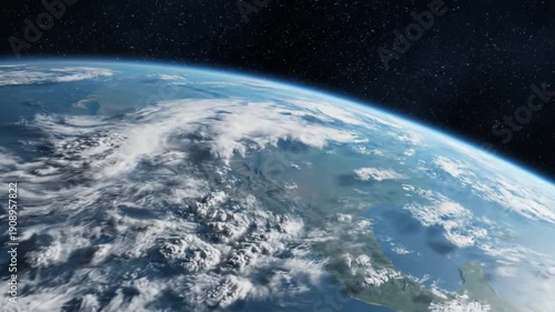 Wallpaper Mural Epic panoramic footage of earth rotating in space showcasing the blue planet's atmosphere clouds and continents Torontodigital.ca