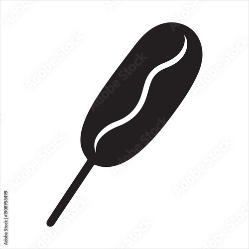 Corn Dog Silhouette with Mustard Vector Icon