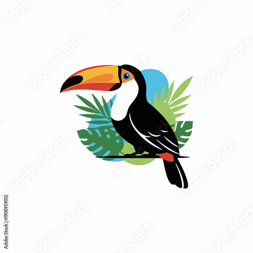 vibrant toucan bird in tropical foliage