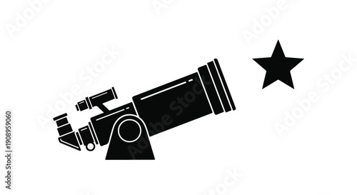 Telescope aimed at a distant star, symbolizing discovery and exploration of the cosmos.