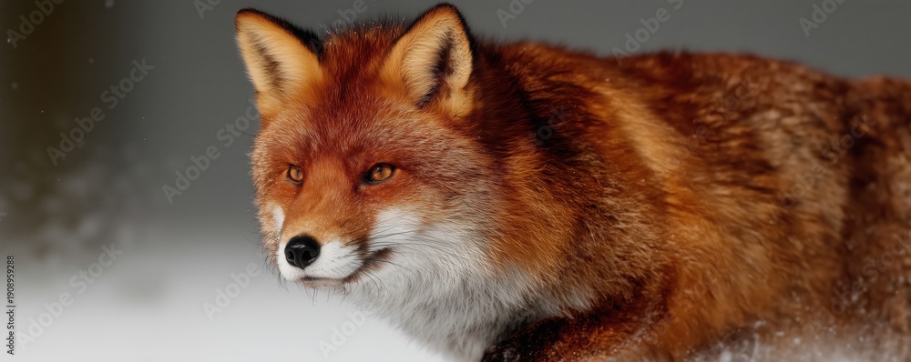 Obraz premium Red fox in the wild, wild animal in the natural environment, walk in the forest. High quality