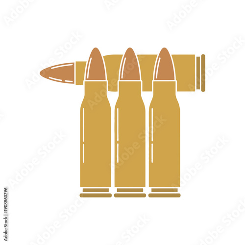 Ammunition Bullets Standing Upright.
