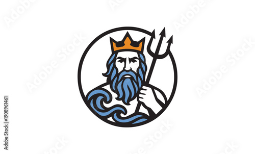 Poseidon Illustration Crest Icon