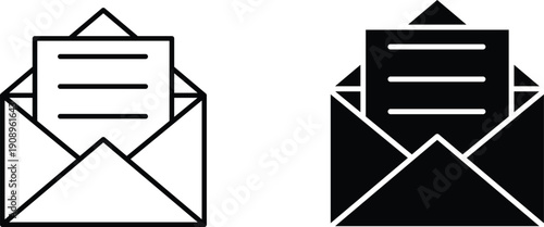 open envelope icon vector graphic illustration  with white background flat hand made icon fill icon .