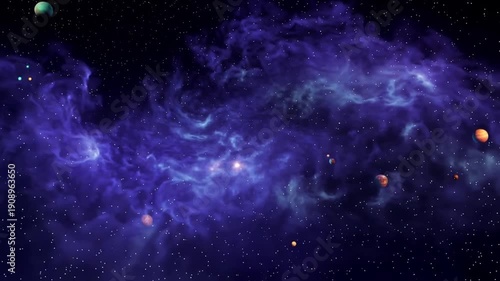 Wallpaper Mural A vibrant purple nebula swirls across the dark space background, illuminated by stars Torontodigital.ca
