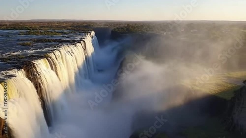 Wallpaper Mural Aerial view of a large waterfall with misty background in a natural landscape Torontodigital.ca