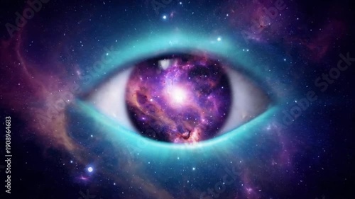 Wallpaper Mural Cosmic eye gazes through galaxy nebula in space, revealing stars Torontodigital.ca